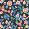 Printed Acryl Coated Cotton KALERIA Black / Blue